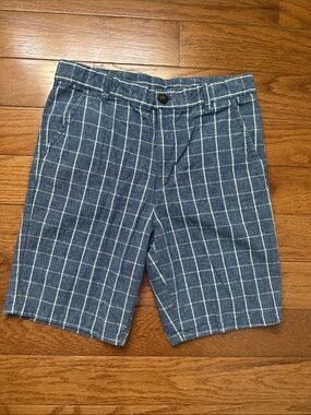 Janie and Jack Blue Windowpane Linen-Blend Shorts